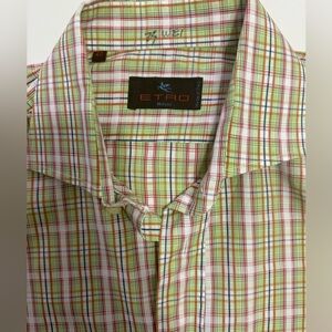 Etro Milano Italy Plaid Button down dress shirt size 40 or U.S. small